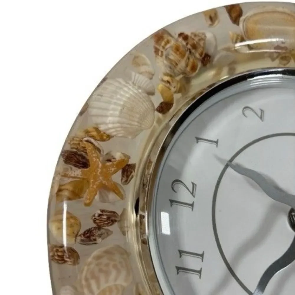 Vintage Sands of Time Lucite Wall Clock Sea Shell Seashell Seaside Beach House
